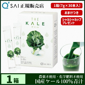 青汁 キューサイ ザ・ケール 粉末 7g×30本 ＋おまけ付 健康飲料 分包 国産 ケール100％ 農薬不使用 専用シェイカー付