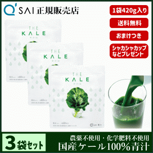 青汁 19％割引 キューサイ ザ・ケール 粉末 420g 3袋まとめ買い ＋おまけ付 健康飲料 国産 ケール100％ 農薬不使用 専用スプーン＆シェイ