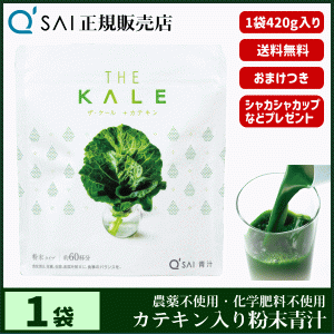 青汁 14％割引 キューサイ ザ・ケール＋カテキン 420g ＋おまけ付 健康飲料 国産 緑茶配合 農薬不使用 専用スプーン＆シェイカー付 父の