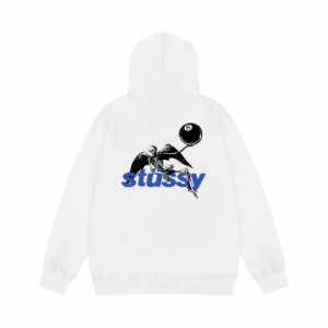 Stussyステューシー黒球8髑髏oフード付きパーカー