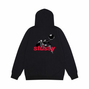 Stussyステューシー黒球8髑髏oフード付きパーカー