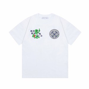 OFF-WHITEレターロゴプリント半袖Tシャツ 