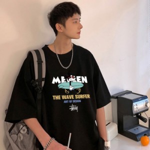 Stussyコットンラウンドネック半袖Tシャツトップス