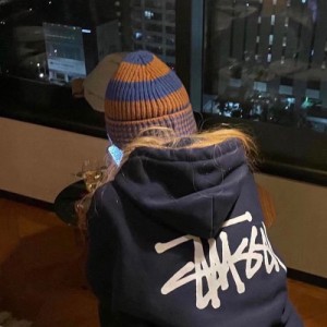    stussy共同ブランドのフード付きスウェットシャツ