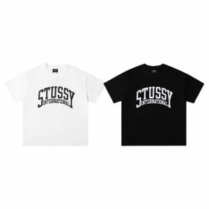  Stussy レタープリント丸首半袖Tシャツ