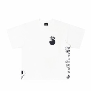  Stussyカラフルブラックエイトビリヤードグラフィティ半袖Tシャツ