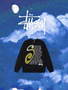 STUSSY パーカー  ステューシー クルーネック スウェット S IS S  Hoodie Maelstrom  ブラック メンズ レディース ユニセックス 並行輸入