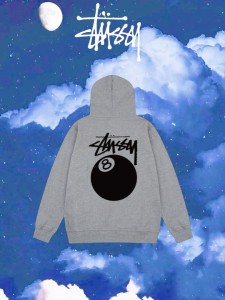 Stussy パーカー ステューシー プルオーバー スウェット S IS Hoodie Black Ball 8   グレー ト  メンズ レディース ユニセックス 並行輸