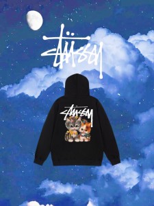 Stussy パーカー ステューシー プルオーバー スウェット ブラック 猫   S IS Hoodie トップス メンズ レディース ユニセックス 並行輸入