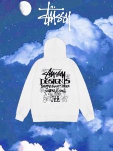 Stussy パーカー ステューシー プルオーバー スウェット   ホワイト  メンズ レディース ユニセックス 並行輸入品[衣類]