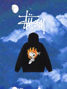 STUSSY パーカー ステューシー プルオーバー スウェット S IS Hoodie Flame Poker  ブラック メンズ レディース ユニセックス 並行輸入品