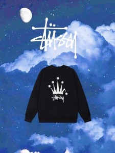 STUSSY パーカー  ステューシー クルーネック スウェット  S IS S Crown  ブラック メンズ レディース ユニセックス 並行輸入品[衣類]  