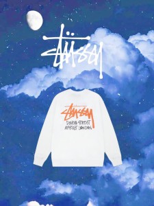 STUSSY パーカー  ステューシー クルーネック スウェット オレンジ LOGO S IS S  ホワイト メンズ レディース ユニセックス 並行輸入品[