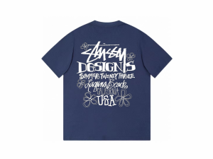 STUSSY  ステューシー SSリンクロゴ ストックロゴ 名作 ぼかし Tシャツ 半袖 ネイビーブルー 並行輸入品