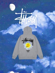 STUSSY パーカー ステューシー プルオーバー スウェット S IS Hoodie Chrysanthemum  グレー メンズ レディース ユニセックス 並行輸入品