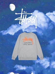 STUSSY パーカー  ステューシー クルーネック スウェット オレンジ LOGO S IS S  グレー メンズ レディース ユニセックス 並行輸入品[衣