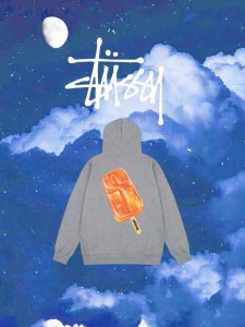 STUSSY パーカー ステューシー プルオーバー スウェット S IS Hoodie Ice Cream  グレー メンズ レディース ユニセックス 並行輸入品[衣