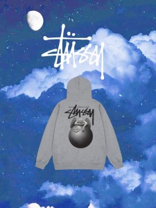 STUSSY パーカー ステューシー プルオーバー スウェット S IS Hoodie Angel Black Ball 8  グレー  メンズ レディース ユニセックス 並行