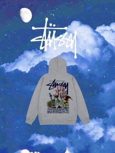 STUSSY パーカー ステューシー プルオーバー スウェット S IS Hoodie Psychedelic Statue  グレー メンズ レディース ユニセックス 並行