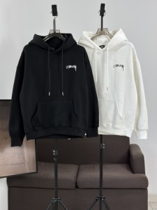 Stussy ステューシー SS23 秋冬新作 ダイスプリント バックロゴ ハイストリート レトロ カップル 中綿入り フード付き スウェットパーカ