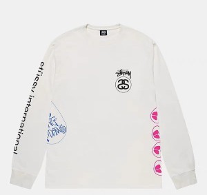 STUSSY SS23 Test Strike Pigment Dyed Ls Teeグラフィティアート柄ダブルSロングスリーブTee