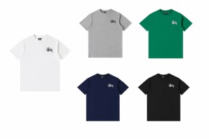 Stussy 白黒パッチワークポロ半袖Tシャツ 