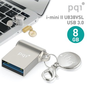 PQI i-mini II UD838VSL 8GB シルバー USB 3.0 USBメモリ亜鉛合金 COB特許技術 U838V UD838VSL-8 (1C)