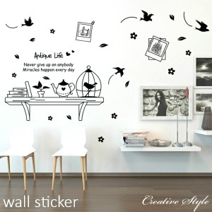 ウォールステッカー モノトーン おしゃれ Antique Life 北欧 wallsticker ウォールデコ 壁飾り インテリア 壁紙 シール 北欧 オシャレ モ