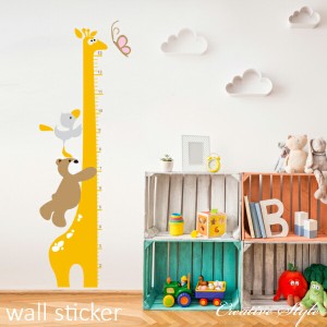 ウォールステッカー 身長計 キリン身長計 子供部屋 wallsticker 誕生日 壁飾り 動物 インテリア 絵 diy 壁紙 シール 可愛い 木 北欧 アニ