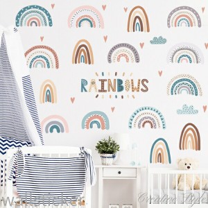 ウォールステッカー 誕生日 子供部屋 RAINBOWS wallsticker 壁飾り 動物 インテリア シール 壁紙 シール 絵 diy 壁紙 可愛い 木 身長計 