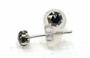 ブラックダイヤモンド ピアス Pt900 プラチナ 0.2ct  ローズカット 6本爪タイプ 巾着付き