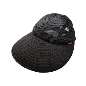 【即納】通気性のよいウォーキングキャップ ブラック 帽子 つば広 UV 紫外線 フリーサイズ 日差し メッシュ サイズ調節 ウォーキング 散
