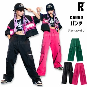 キッズ ダンス カーゴパンツ 衣装 練習着 黒 緑 ブラック ピンク グリーン ガールズ ヒップホップ hiphop kpop 韓国 ストリート 子供 女