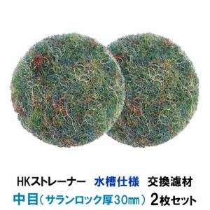 観賞池用濾過器 HKストレーナー 水槽仕様 交換濾材 中目(サランロック)厚30mm 2枚セット 淡水海水両用　