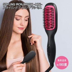 送料無料 ! ヘアアイロン アイロンブラシ スタイリング簡単 ミニ 濡れ髪OK ストレートアイロン 最高温度190℃【 ヘアアイロン ブラシ型 