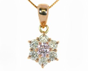 ペンダント　ネックレス　ダイヤモンド　0.4ct　18金　ピンクゴールド　K18　PG　フラワー　花　セブンストーン　7ストーン　7石　レディ