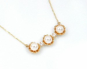 ペンダント　ネックレス　ダイヤモンド　あこや　本真珠　パール　0.02ct　4mm　10金　ホワイトゴールド　ピンクゴールド　K10　WG　PG　