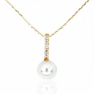 ペンダント　ネックレス　ダイヤモンド　あこや　本真珠　パール　0.05ct　7.5mm　10金　ホワイトゴールド　ピンクゴールド　K10　WG　PG