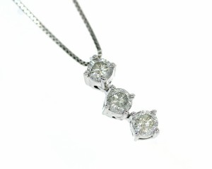 ペンダント　ネックレス　ダイヤモンド　0.3ct　18金　ホワイトゴールド　K18　WG　スリーストーン　3ストーン　3石　レディース　アクセ