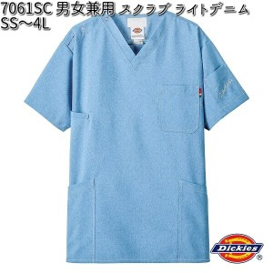 FOLK 7061SC-2 男女兼用 ディッキーズ スクラブ ライトデニム SS?4L フォーク Dickies 【お取り寄せ製品】【スクラブ 医療ユニホーム 白