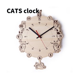 【入荷未定】ヤマト工芸　YK18-003　CATS clock　N（ナチュラル）振り子時計【お取り寄せ製品】【クロック　時計　掛け時計】