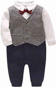 color10_12-18M famuka ベビーロンパース フォーマルロンパース セレモニー服 長袖 キッズ カバーオール 子供服 ベビー服 男の子 お正月 