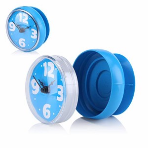 ブルー GLOGLOW 防水時計 吸盤付き 吸盤式時計 装飾品 シャワー プレゼント マサーシー用 浴室・オフィス・部屋などに適用(ブルー)