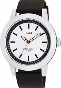 [キューアンドキュー] 腕時計 アナログ ビックフェイス 防水 ウレタンベルト 白 文字盤 VS56-003 メンズ ブラック