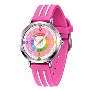 ピンクバンド/ピンクダイヤル 腕時計 キッズ 女の子 アナログ 防水 うで時計 こども 女の子 おしゃれ 子供 腕時計 ゴムバンド 秒針付き 