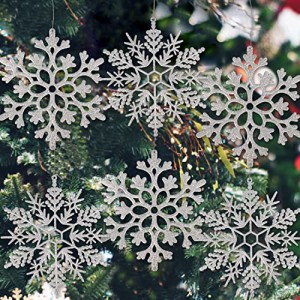 シルバー クリスマスツリー飾り 雪の結晶 クリスマスオーナメント スノーフレーク飾り クリスマス雑貨 新年 クリスマス パーティー 飾り 