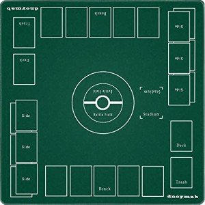 グリーン Dnoymab フルサイズ プレイマット カードゲーム 厚さ3mm ラバー プレイマット 2人用 滑り止め 収納バッグ き 60×60cm (緑)