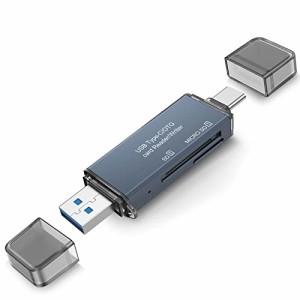USB3.0 端子とType-C 端子_アルミ外装 SDカードリーダー LUONOCAN UHS-I マルチカードリーダー 多機能 OTG 2in1 SD/Micro SDカード両用 