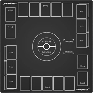 ブラック Dnoymab フルサイズ プレイマット カードゲーム 厚さ3mm ラバー プレイマット 2人用 滑り止め 収納バッグ き 60×60cm (黒)