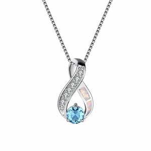 ブルー [Bellitia Jewelry] ネックレス トパーズ オパール ジルコニア レディース 誕生日 ブルー ペンダント マルチカラー デザイン 欧米